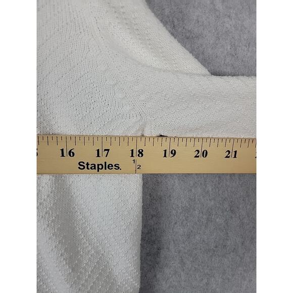 Ben Sherman White Knit LS Diamond Textured Crewneck Sweater Men's Medium - Picture 9 of 12